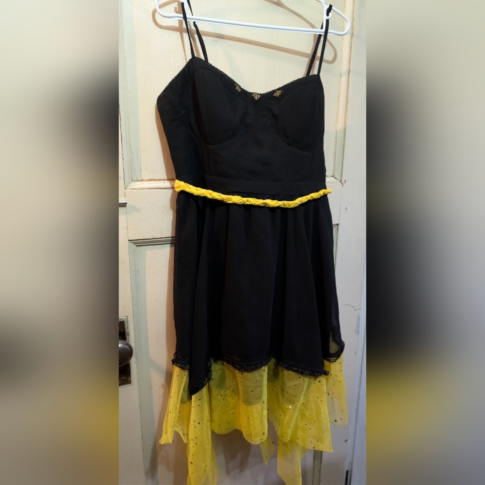 Black Dress with Yellow Trim